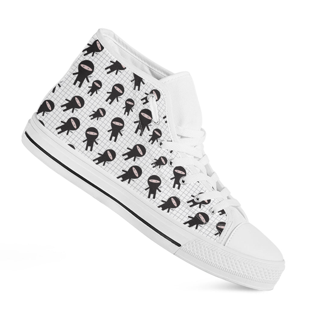 Cute Ninja Pattern Print White High Top Shoes
