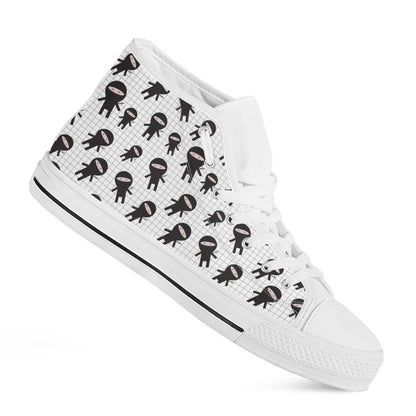 Cute Ninja Pattern Print White High Top Shoes