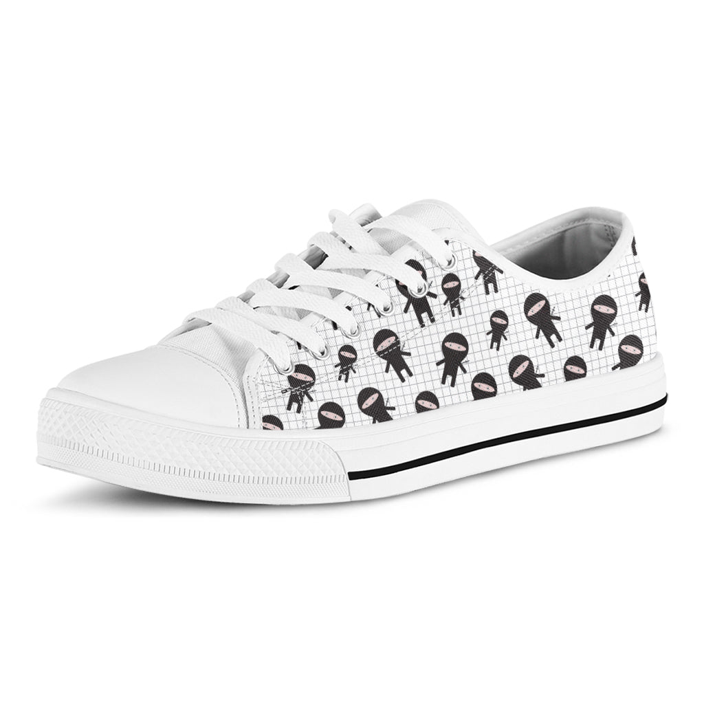 Cute Ninja Pattern Print White Low Top Shoes