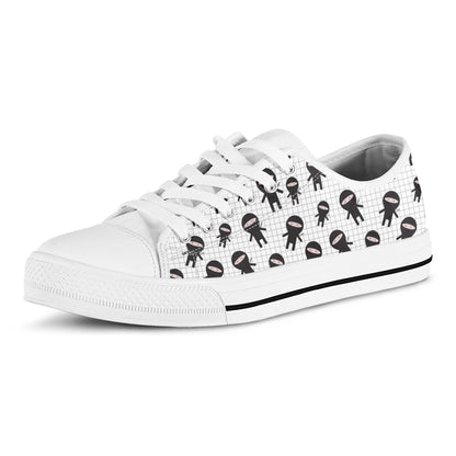 Cute Ninja Pattern Print White Low Top Shoes