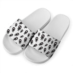 Cute Ninja Pattern Print White Slide Sandals