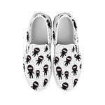 Cute Ninja Pattern Print White Slip On Shoes