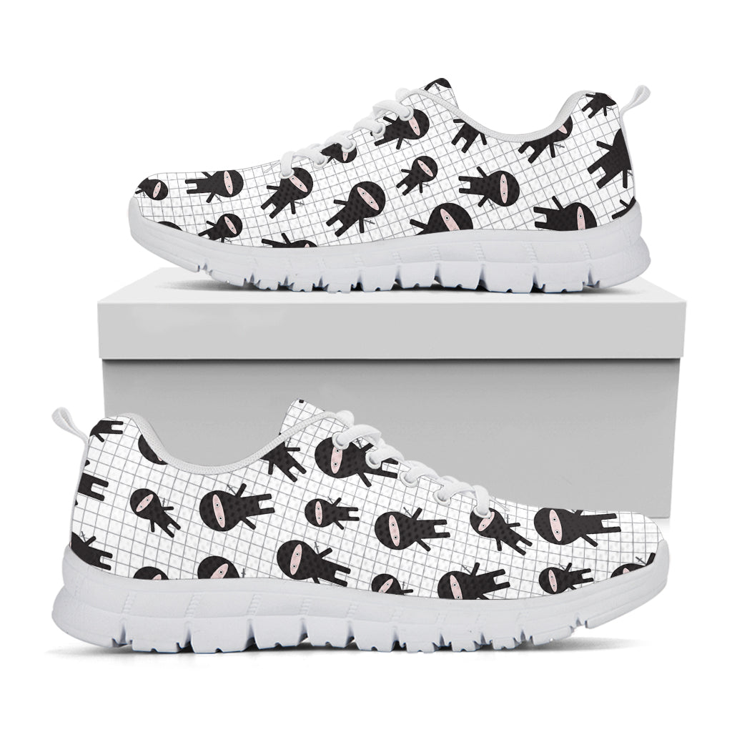 Cute Ninja Pattern Print White Sneakers