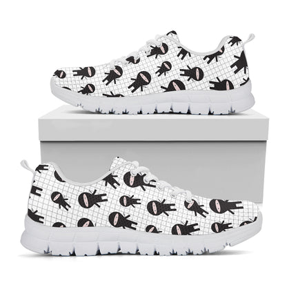 Cute Ninja Pattern Print White Sneakers