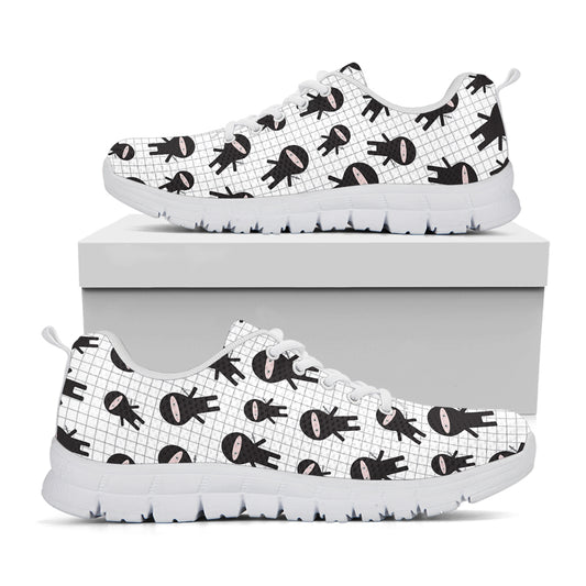 Cute Ninja Pattern Print White Sneakers