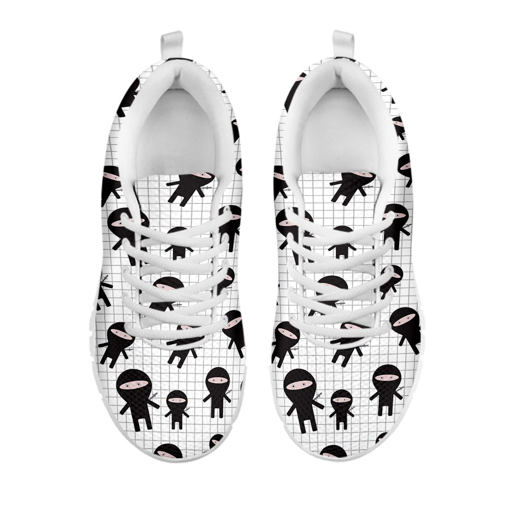 Cute Ninja Pattern Print White Sneakers