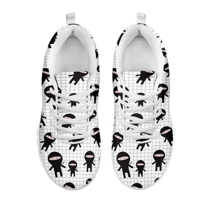 Cute Ninja Pattern Print White Sneakers