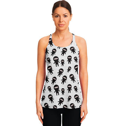 Cute Ninja Pattern Print Women's Racerback Tank Top