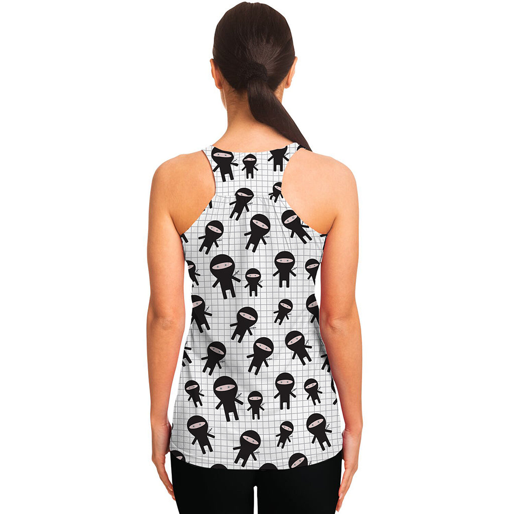 Cute Ninja Pattern Print Women's Racerback Tank Top