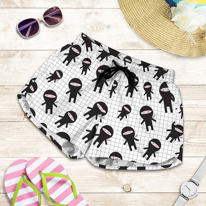 Cute Ninja Pattern Print Women's Shorts