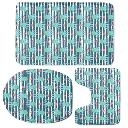 Cute Octopus Pattern Print 3 Piece Bath Mat Set