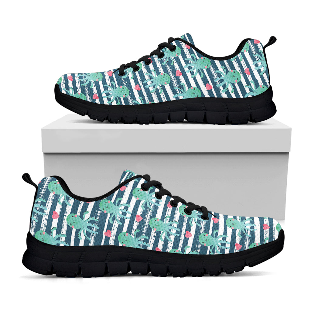 Cute Octopus Pattern Print Black Sneakers