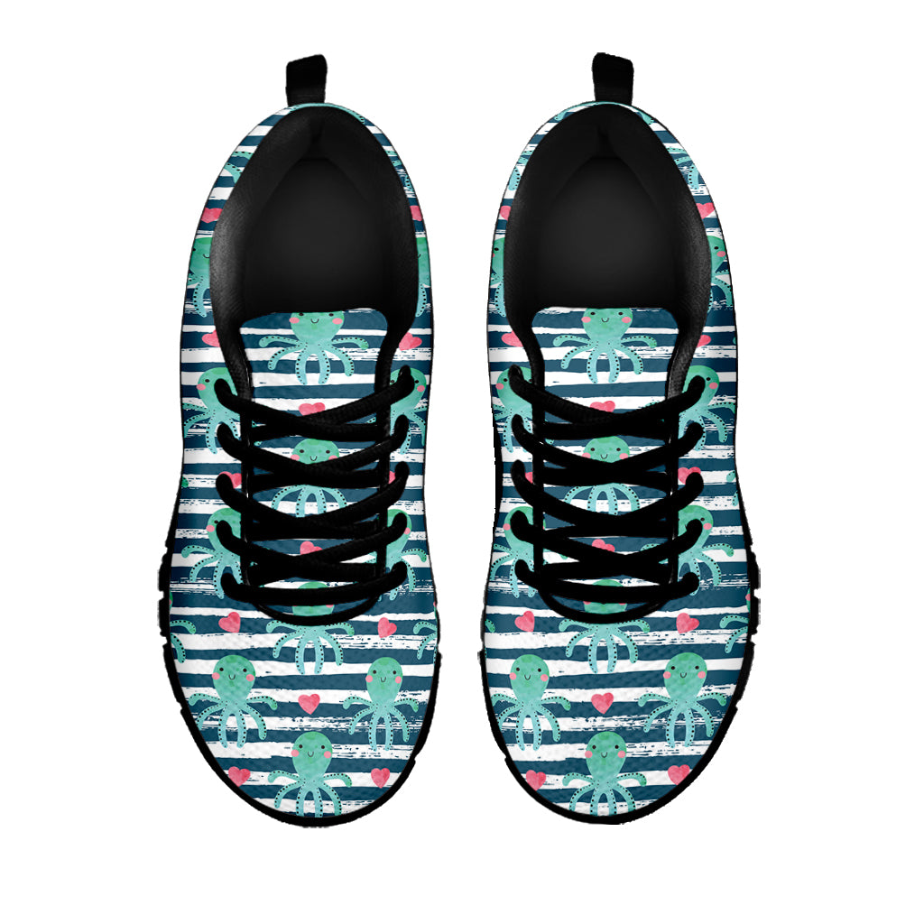 Cute Octopus Pattern Print Black Sneakers