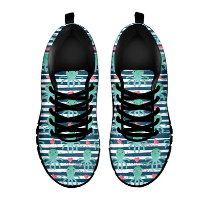 Cute Octopus Pattern Print Black Sneakers