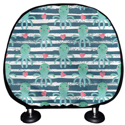 Cute Octopus Pattern Print Car Headrest Covers