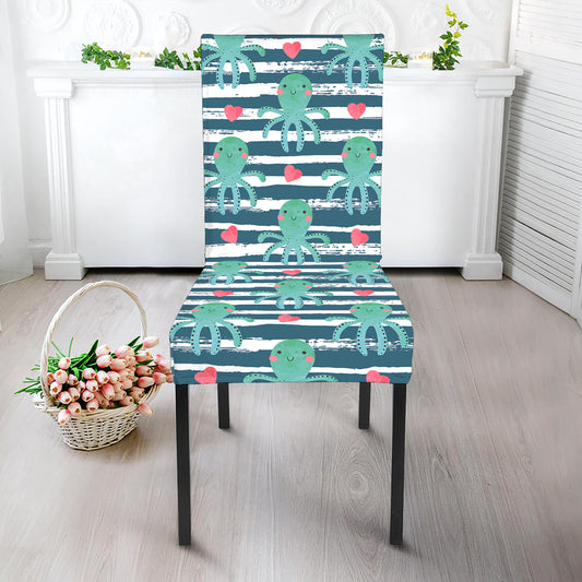 Cute Octopus Pattern Print Dining Chair Slipcover