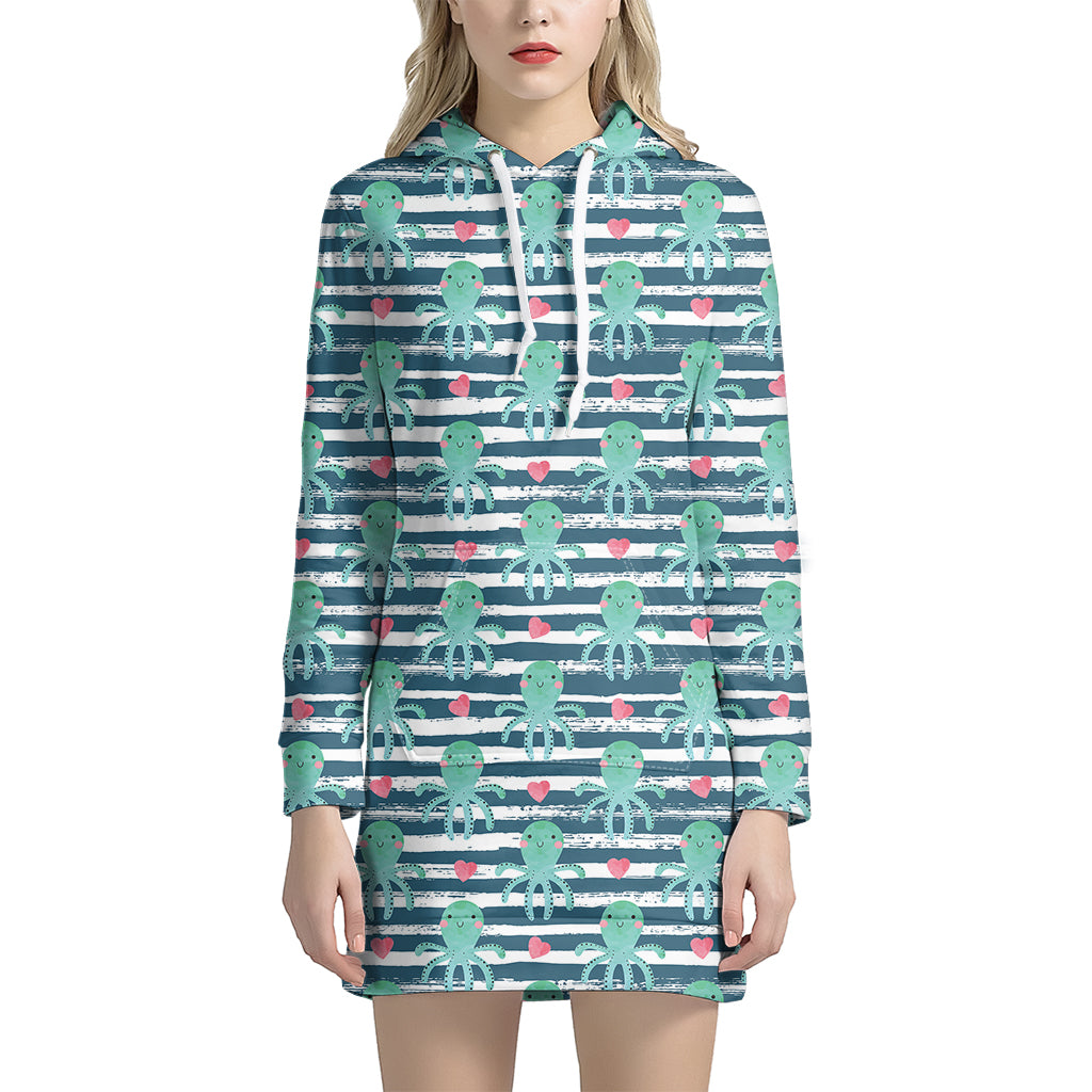 Cute Octopus Pattern Print Hoodie Dress