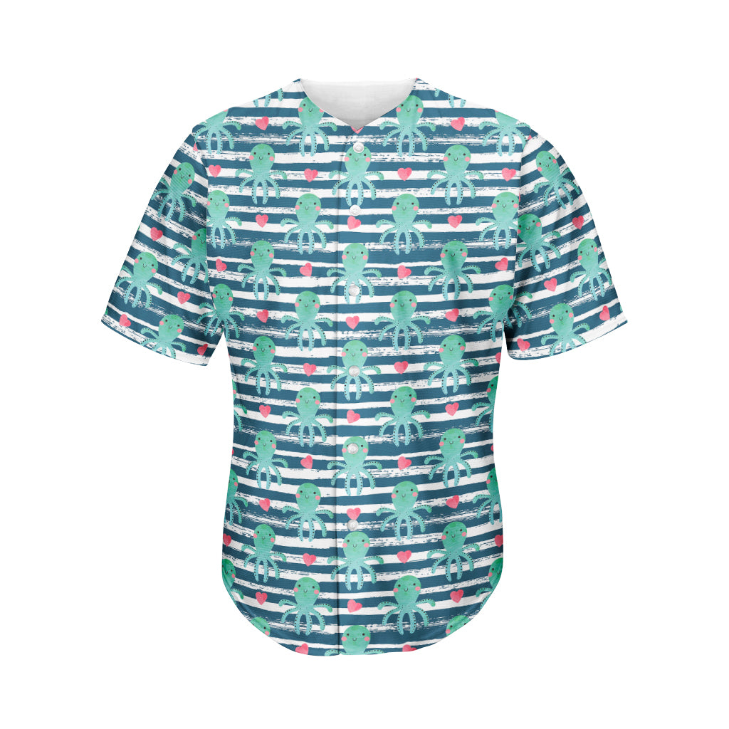 Cute Octopus Pattern Print Men's Baseball Jersey