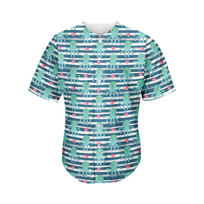 Cute Octopus Pattern Print Men's Baseball Jersey