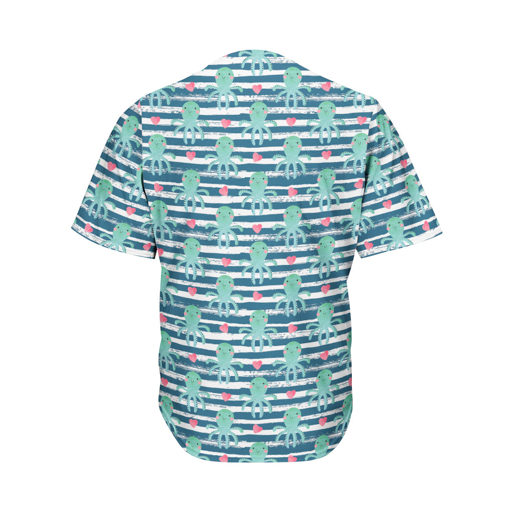 Cute Octopus Pattern Print Men's Baseball Jersey
