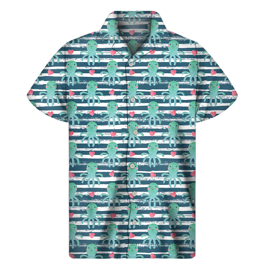Cute Octopus Pattern Print Men's Short Sleeve Shirt