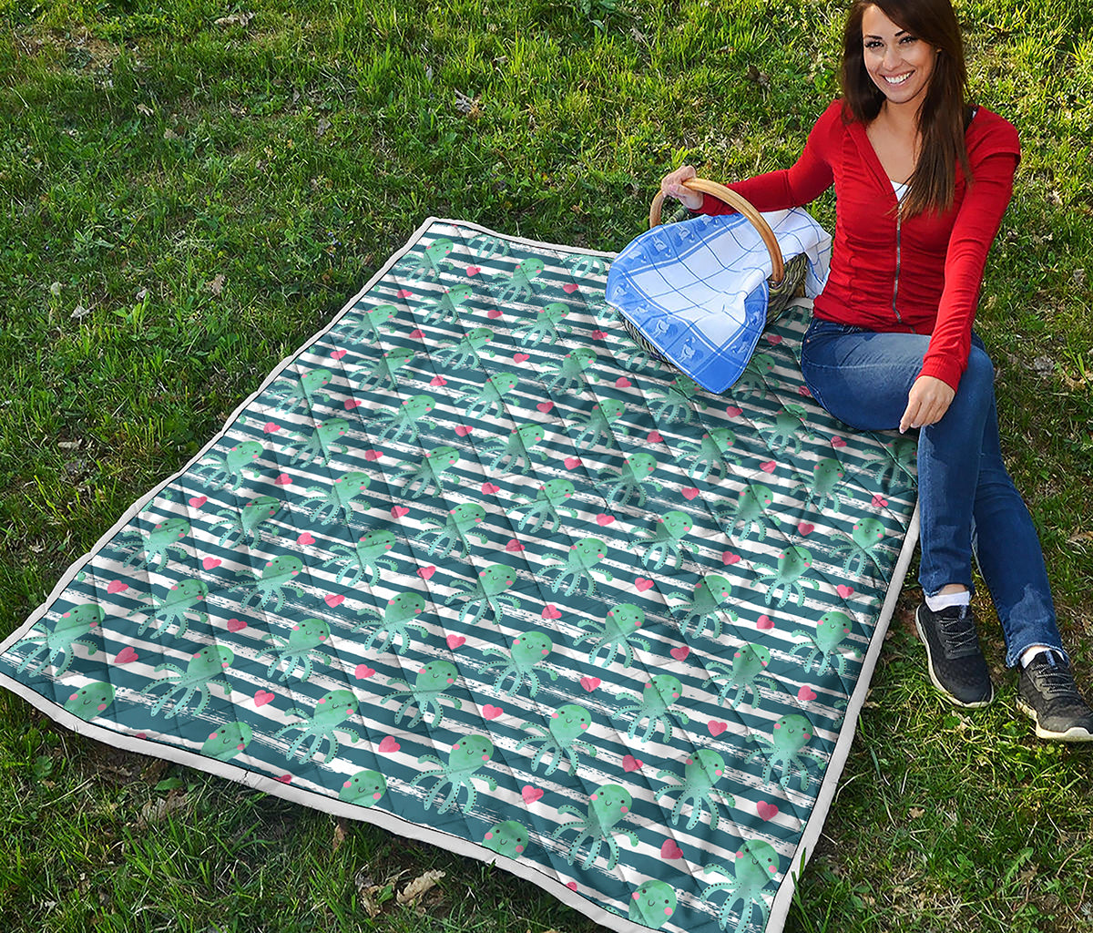 Cute Octopus Pattern Print Quilt