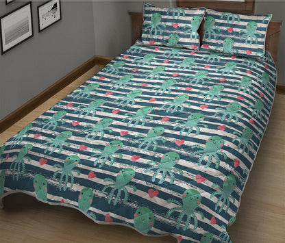 Cute Octopus Pattern Print Quilt Bed Set