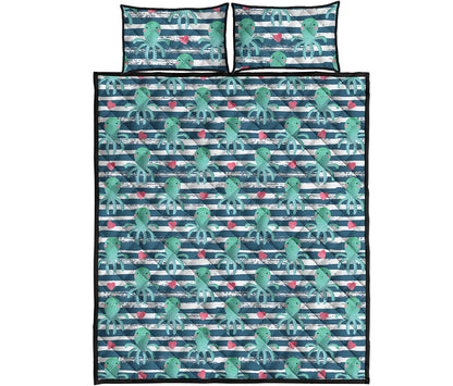 Cute Octopus Pattern Print Quilt Bed Set