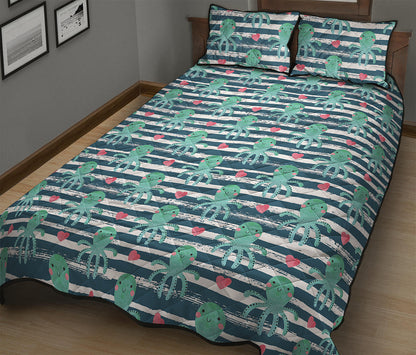 Cute Octopus Pattern Print Quilt Bed Set