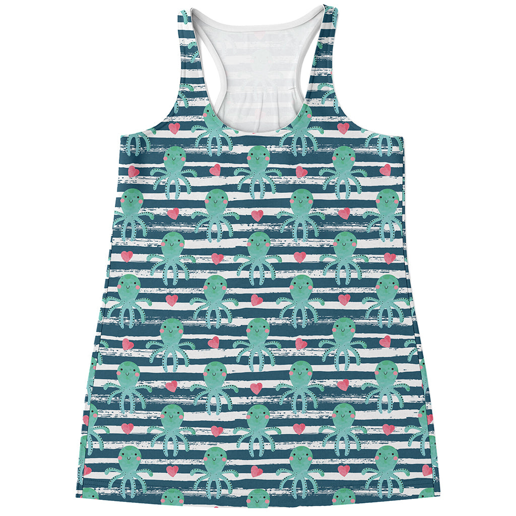 Cute Octopus Pattern Print Women's Racerback Tank Top