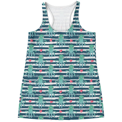Cute Octopus Pattern Print Women's Racerback Tank Top