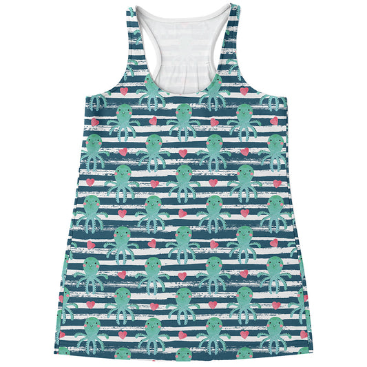 Cute Octopus Pattern Print Women's Racerback Tank Top