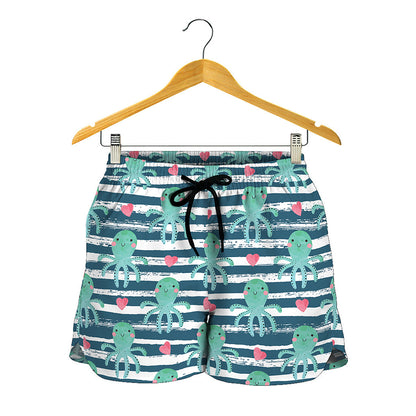 Cute Octopus Pattern Print Women's Shorts