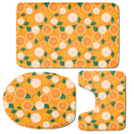 Cute Orange Fruit Pattern Print 3 Piece Bath Mat Set