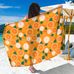 Cute Orange Fruit Pattern Print Beach Sarong Wrap