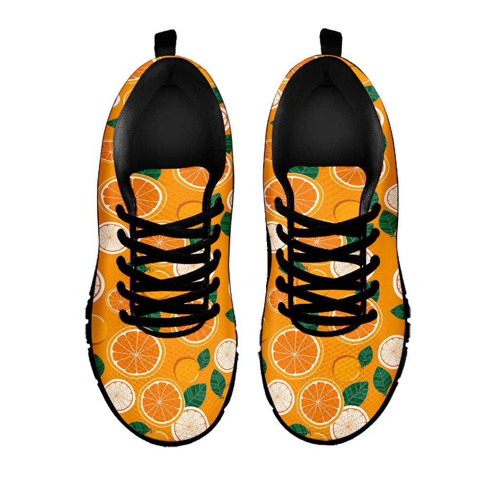 Cute Orange Fruit Pattern Print Black Sneakers