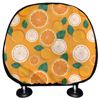 Cute Orange Fruit Pattern Print Car Headrest Covers