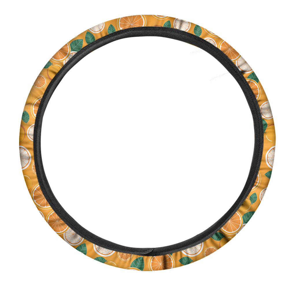 Cute Orange Fruit Pattern Print Car Steering Wheel Cover