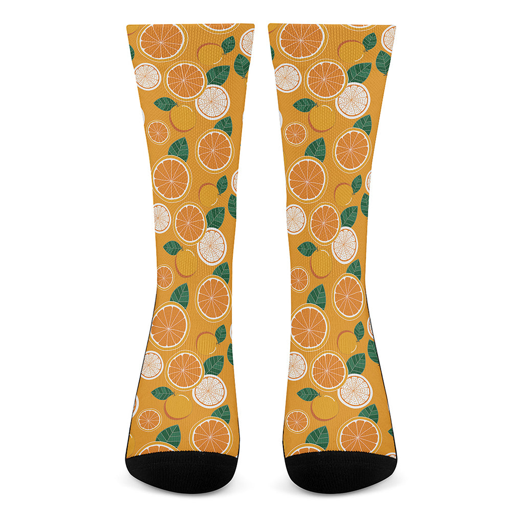 Cute Orange Fruit Pattern Print Crew Socks