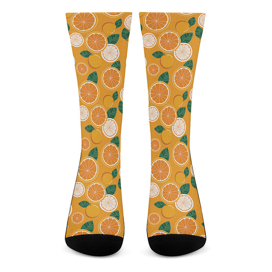 Cute Orange Fruit Pattern Print Crew Socks