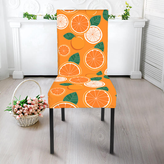 Cute Orange Fruit Pattern Print Dining Chair Slipcover
