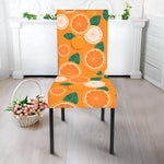 Cute Orange Fruit Pattern Print Dining Chair Slipcover