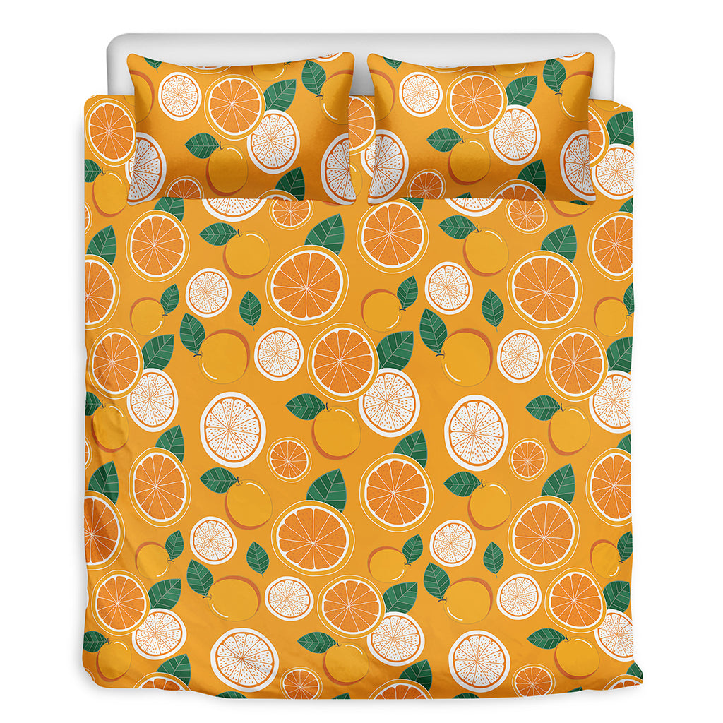 Cute Orange Fruit Pattern Print Duvet Cover Bedding Set