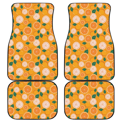 Cute Orange Fruit Pattern Print Front and Back Car Floor Mats