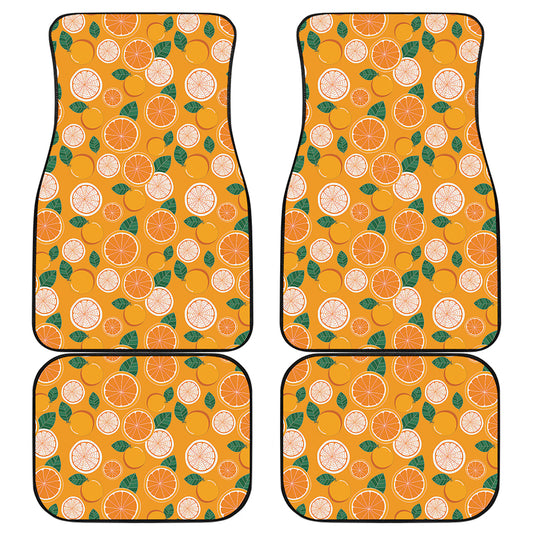 Cute Orange Fruit Pattern Print Front and Back Car Floor Mats