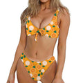 Cute Orange Fruit Pattern Print Front Bow Tie Bikini