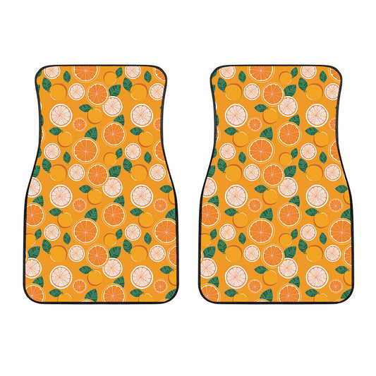 Cute Orange Fruit Pattern Print Front Car Floor Mats