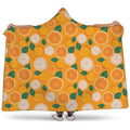 Cute Orange Fruit Pattern Print Hooded Blanket