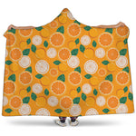 Cute Orange Fruit Pattern Print Hooded Blanket