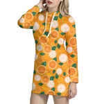 Cute Orange Fruit Pattern Print Hoodie Dress